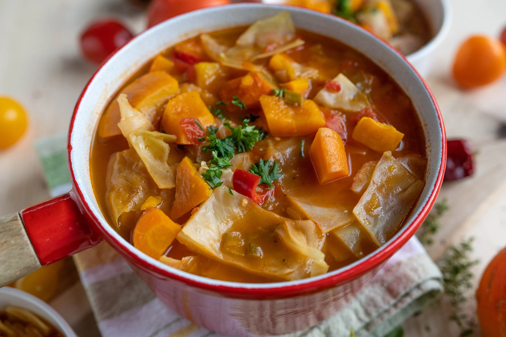 pumpkin soup with veggies