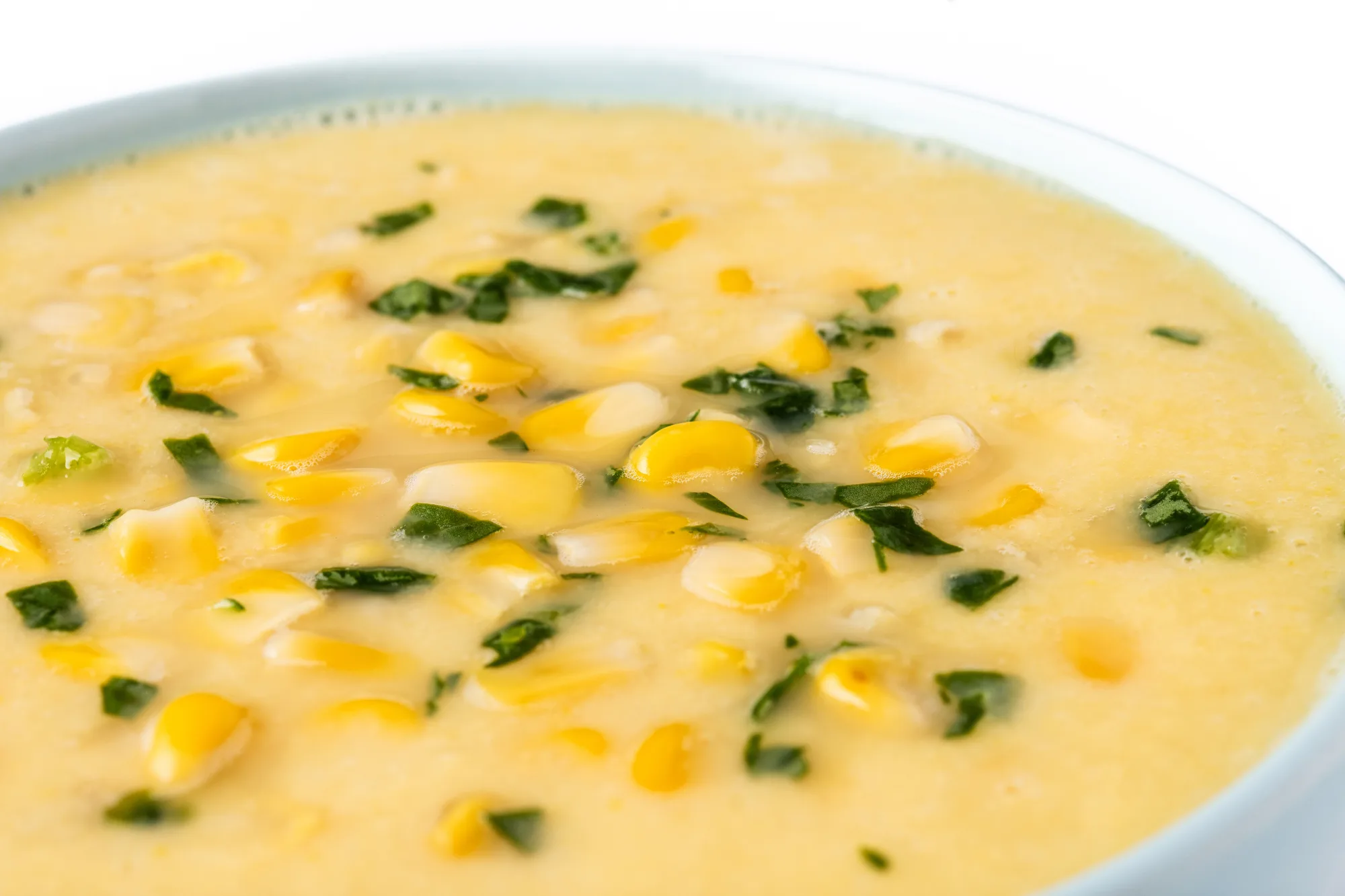 close up corn chowder
