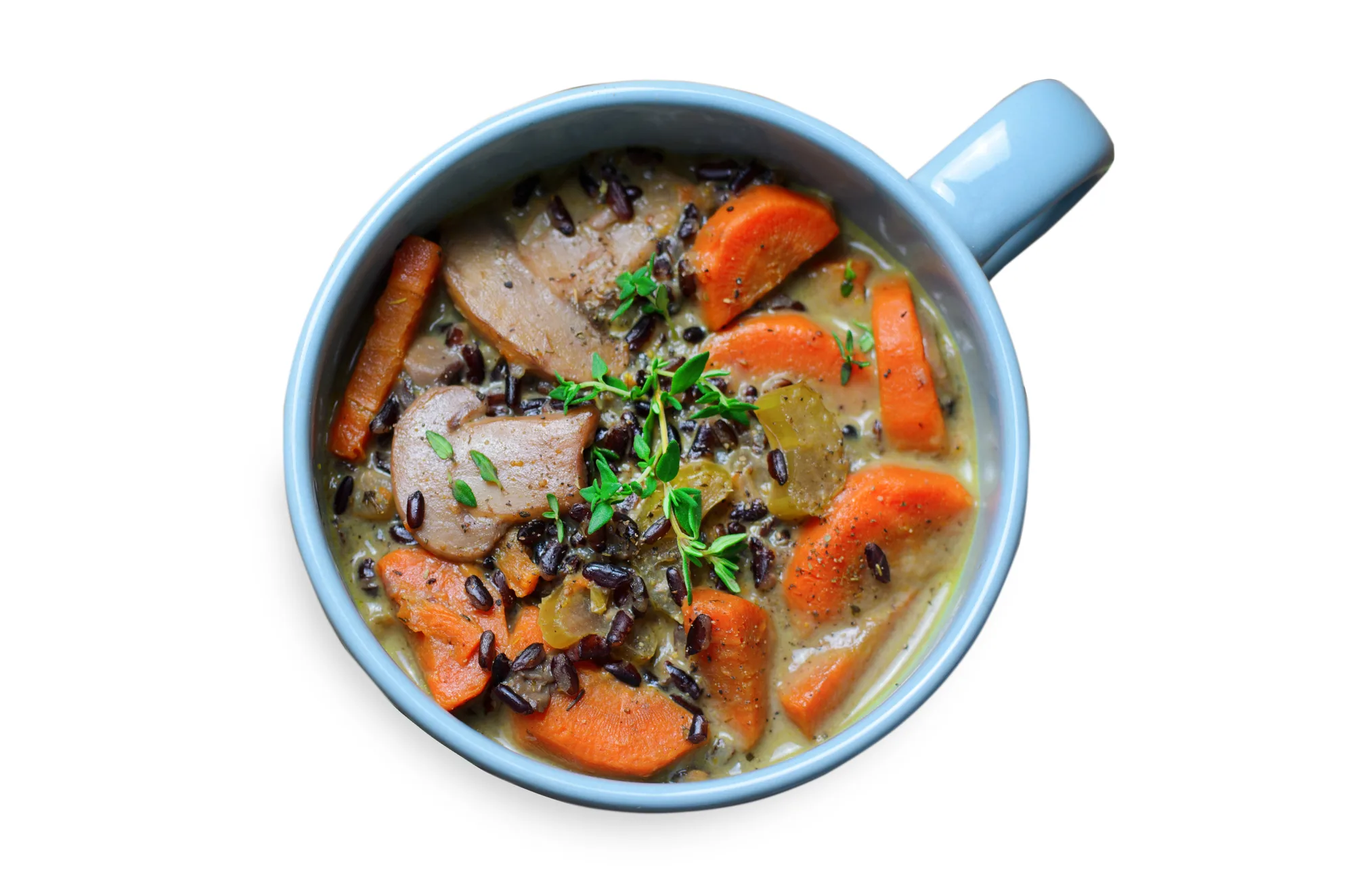 wild rice and mushroom soup in cup