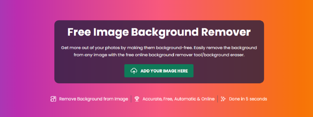 screenshot from Creative Fabrica's site advertising the Creative Fabrica’s Free Background Remover on a pink and purple background