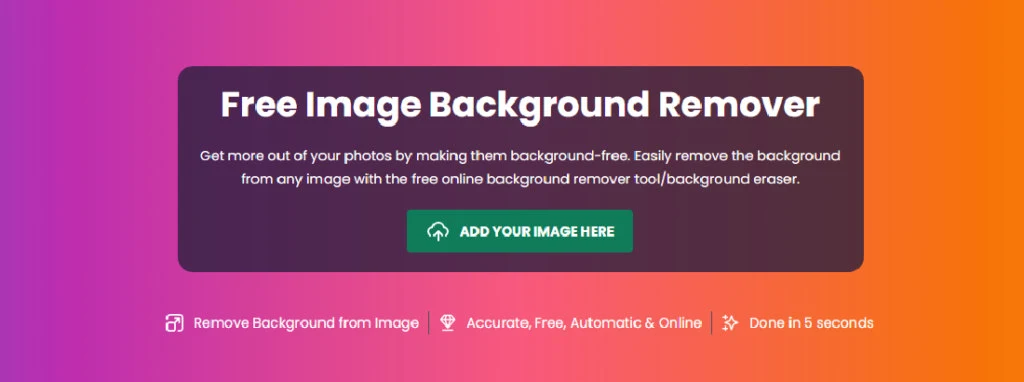 screenshot from Creative Fabrica's site advertising the Creative Fabrica’s Free Background Remover on a pink and purple background