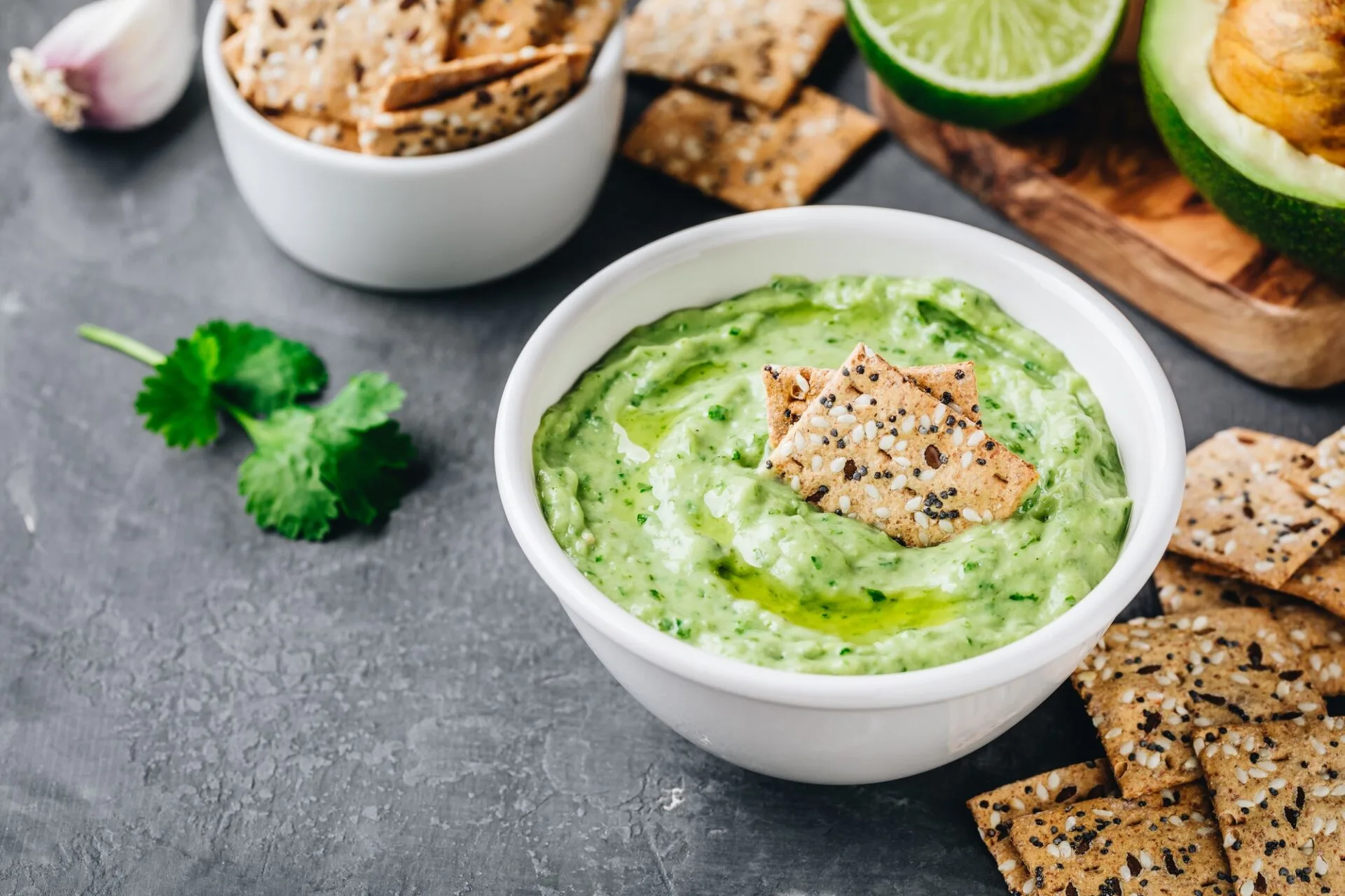 Creamy avocado dip with cilantro and lime