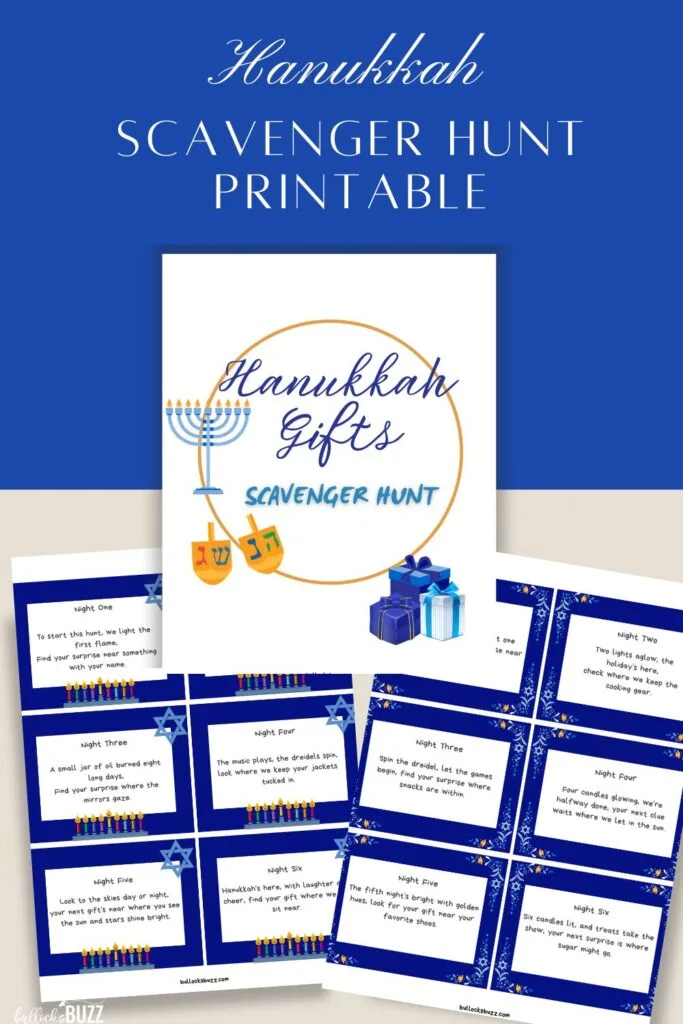 Mockup of Printable Hanukkah Scavenger Hunt Hanukkah game