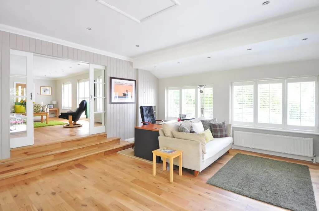 A modern living room with new windows
