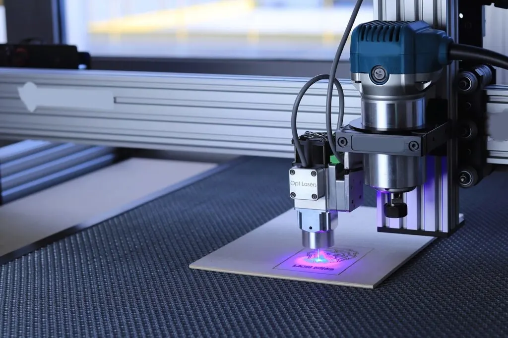 A DIY laser machine at work