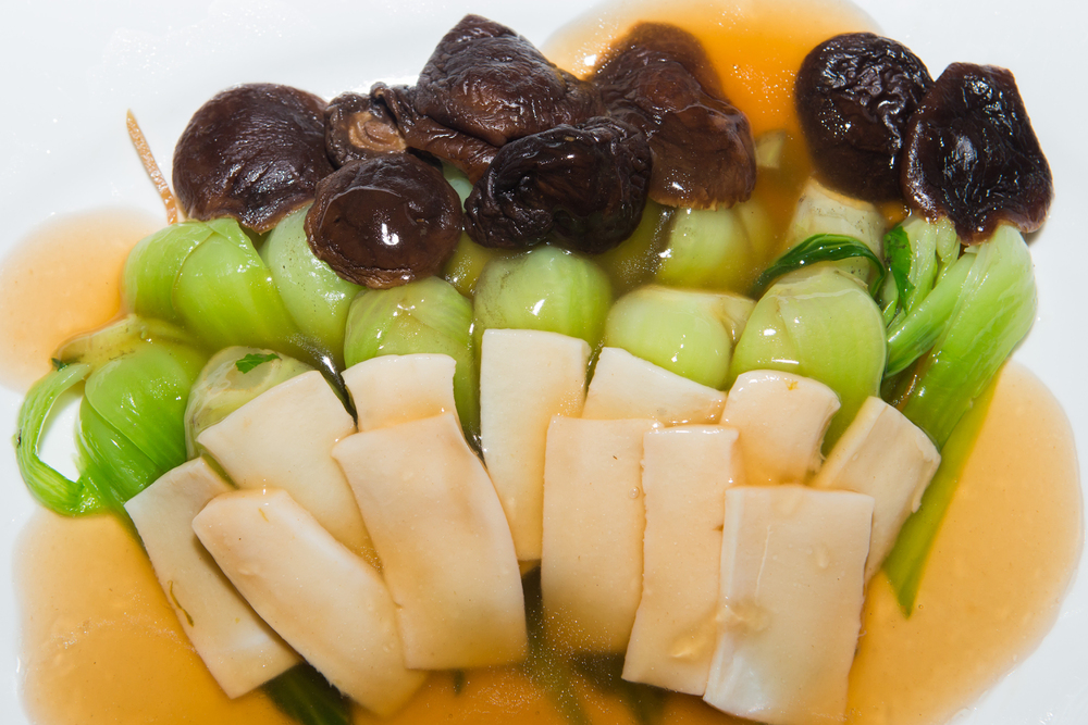 alt="Stir Fried Bok Choy with Mushroom — Stock Photo, Image"