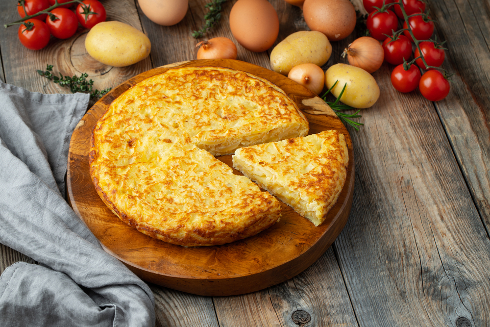 Spanish omelette with potatoes and onion
