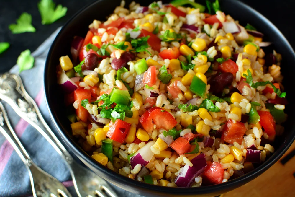 Homemade Cowboy Salad with Brown Rice — Photo