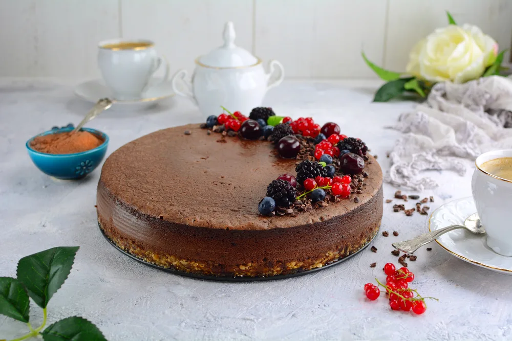 Chocolate Cheesecake Background Close — Stock Photo, Image