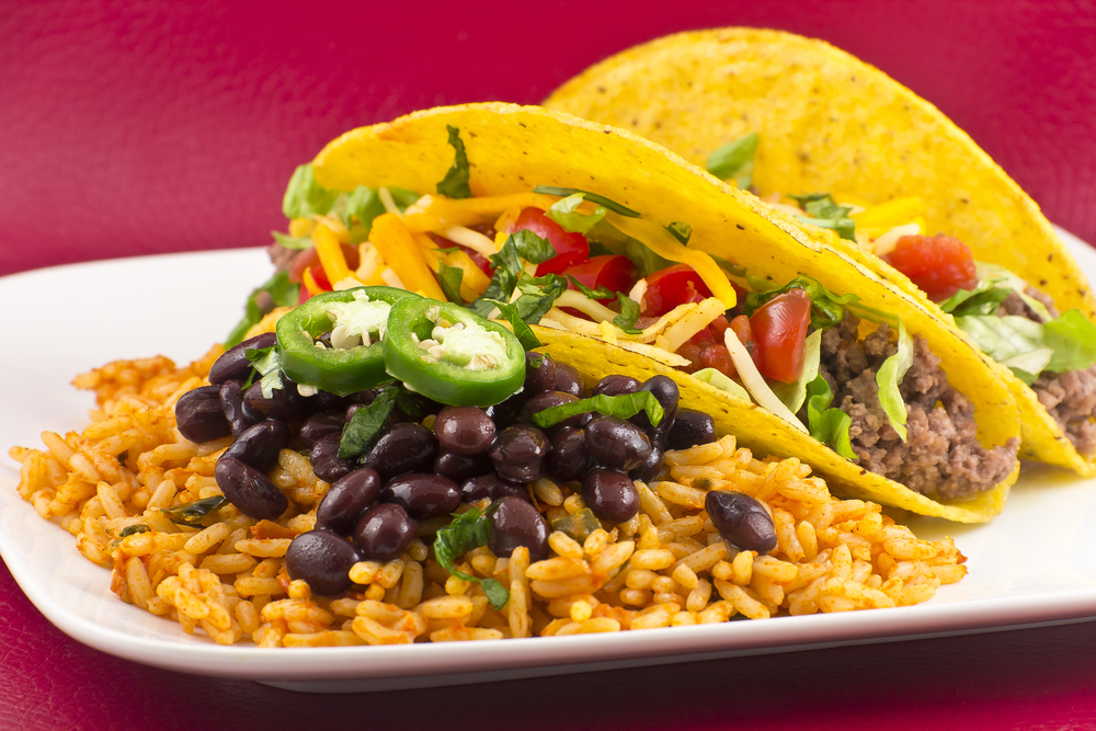 Mexican Tacos with Rice and Beans — Photo