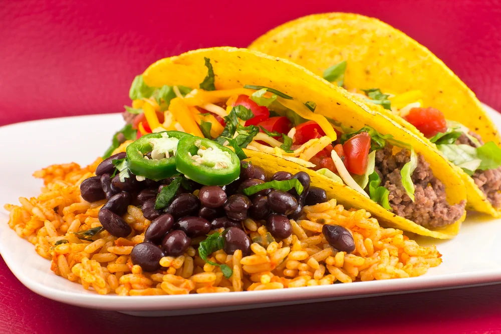 Mexican Tacos with Rice and Beans — Photo