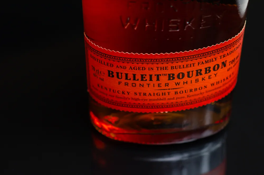 LONDON, UNITED KINGDOM - JANUARY 24, 2022 Bulleit Bourbon, a unique blend of rye, corn, and barley malt, and pure Kentucky limestone filtered water, exquisite American whiskey