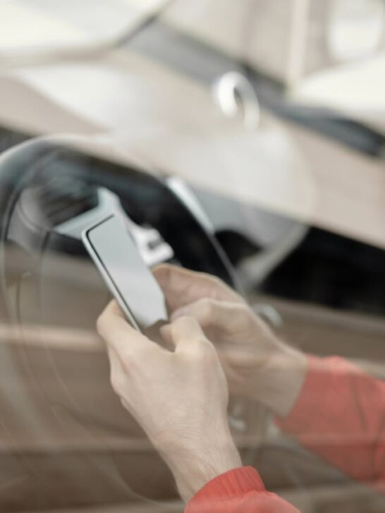 A guy texting while driving