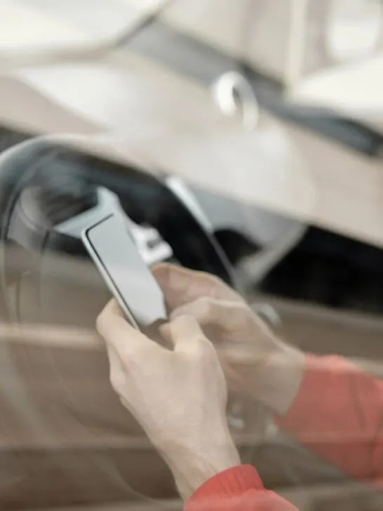 A guy texting while driving