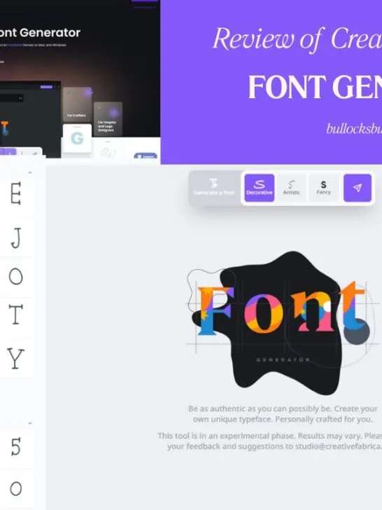 collage of screenshots from the Creative Fabrica Font Generator
