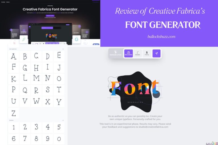 collage of screenshots from the Creative Fabrica Font Generator