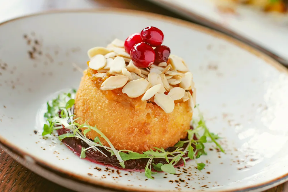 Baked brie cheese appetizer starter - stock image