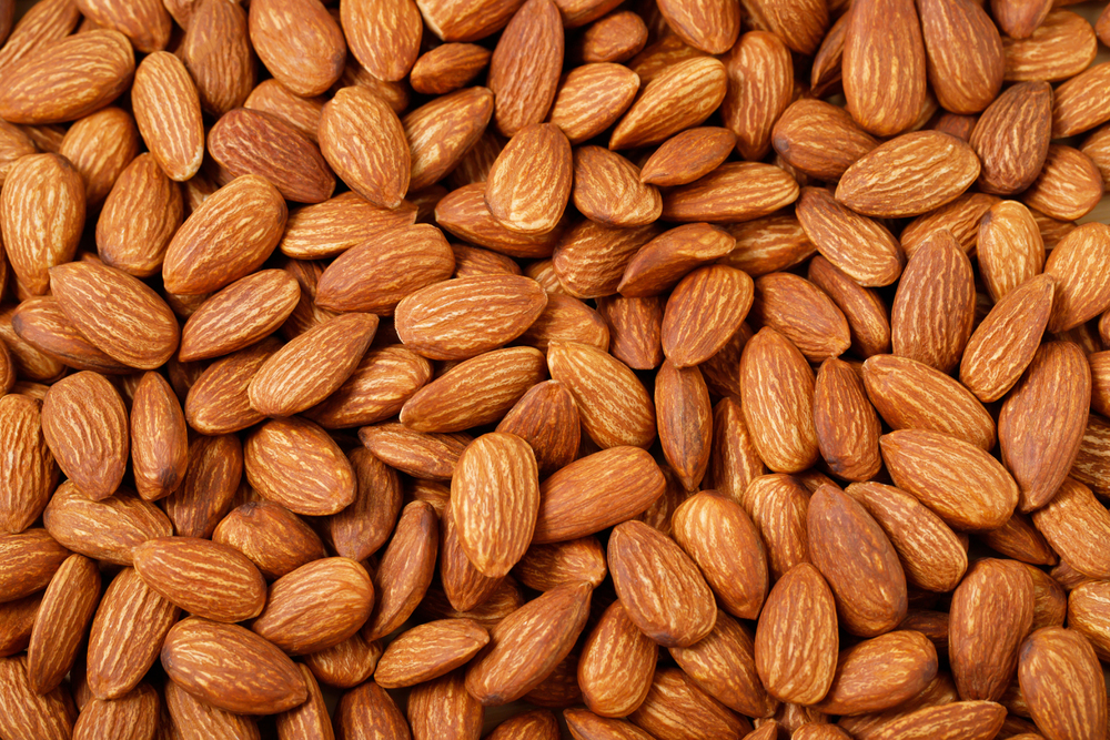 Peeled almonds closeup. For vegetarians. — Photo