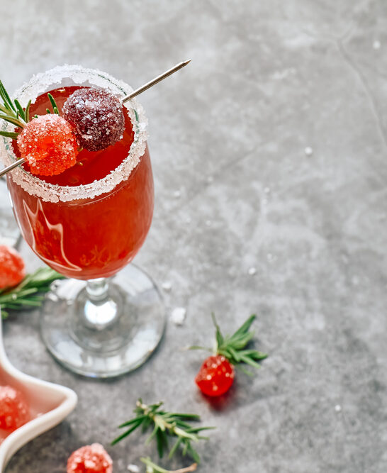 Christmas Mimosa Punch Cranberry Margarita Cocktail Cranberry Juice Orange Liqueur — Stock Photo, Imagec