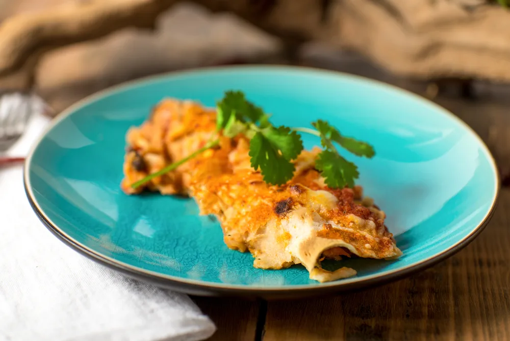 Sweet Potato Black bean baked enchiladas mexican food