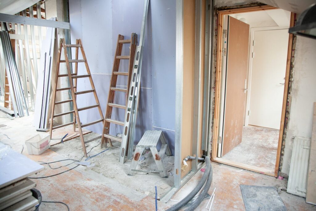 A home renovation with new paint being added