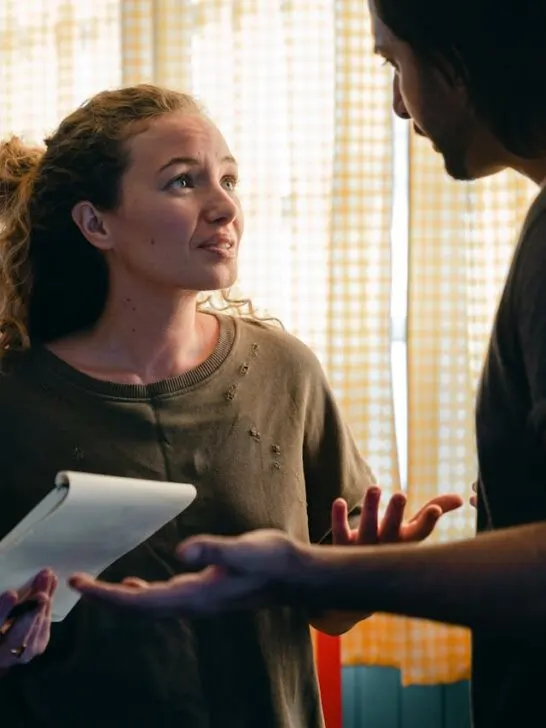 A man and woman arguing trying to solve legal conflicts with family