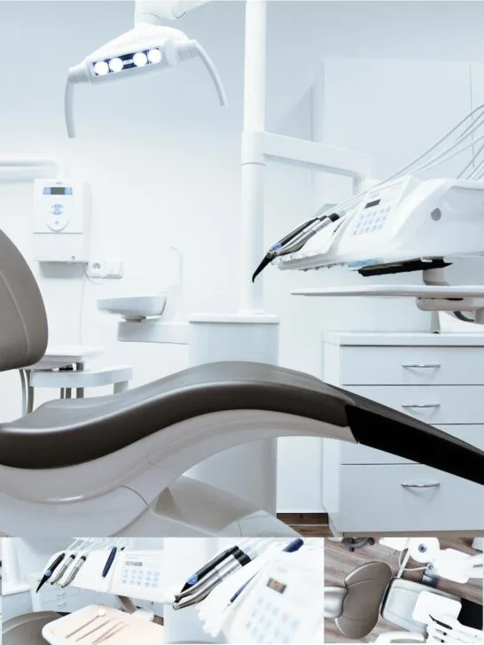 A dentist chair with several close up images of the different and continuously improving technology in the room that highlights the importance of continuous learning for dental restoration