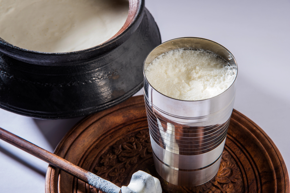 Indian sweet Lassi made up of milk, curd, sugar and salt 