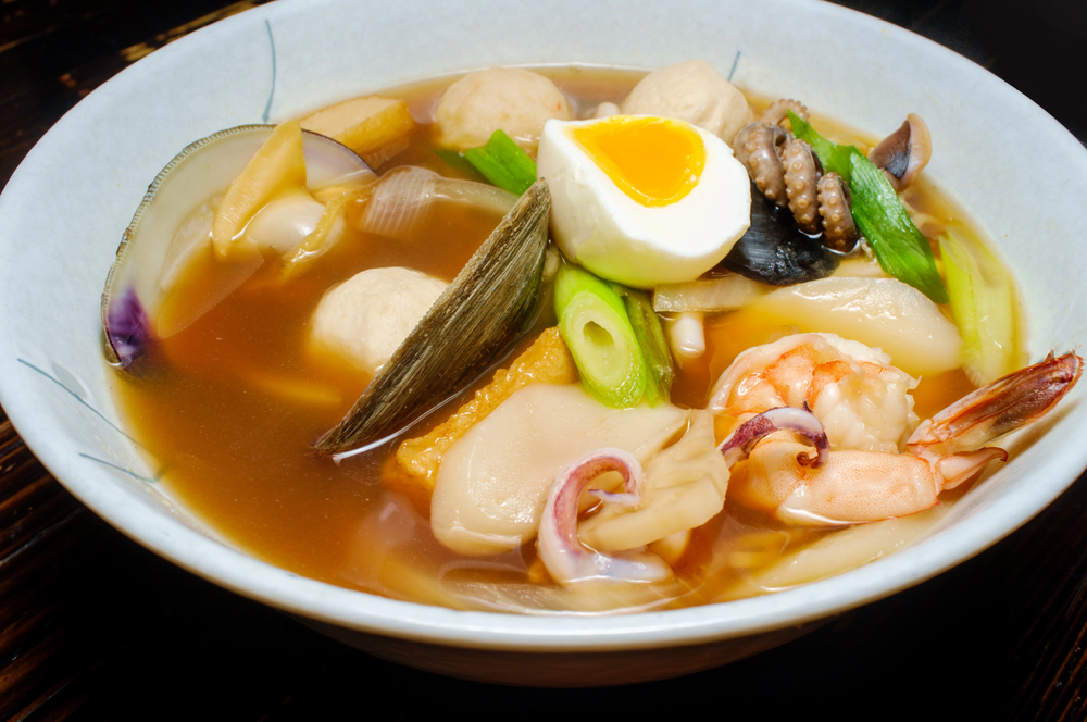 Jjamppong Korean Kombu Broth Seafood Ramen Squid Mussels Fishcakes Shrimp — Stock Photo, Image