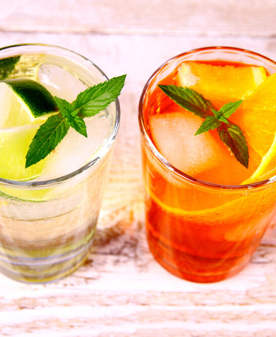 Orange and elderflower cocktails