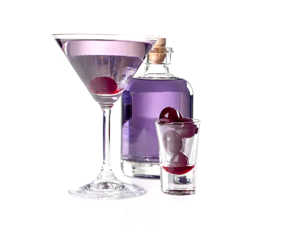 Aviation Purple Bluish Cocktail Made Gin Maraschino Creme Violette Dash — Stock Photo, Image