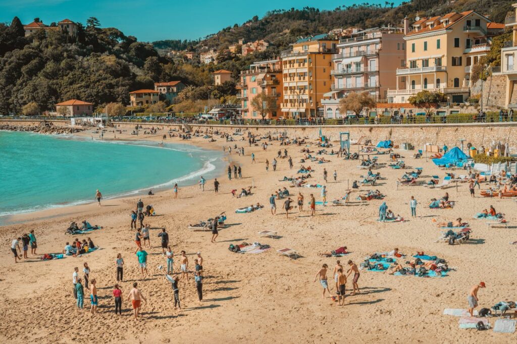 A crowded beach in Italy