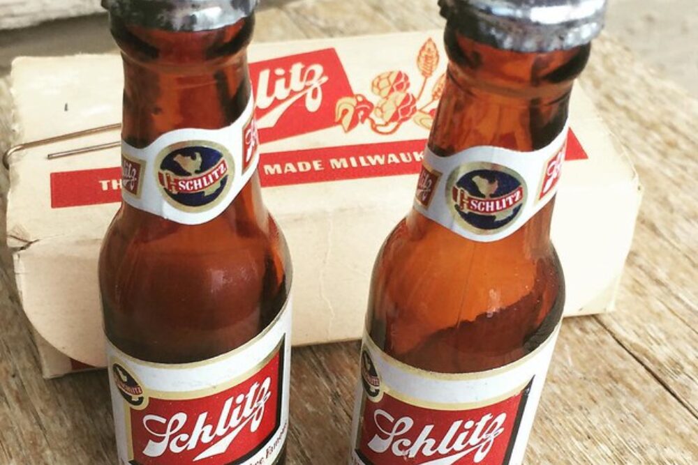 Schlitz Glass Salt & Pepper Shakers in Original Box $12.00. #schlitz #beer #saltpepper #schenectady #livebspa #glenville #glenvilleny #scotia #consignment #consignmentGlenville #thrift #cliftonpark #albany #ballstonspa #saratoga #secondhand #thriftshop #l | by LaModaLisa