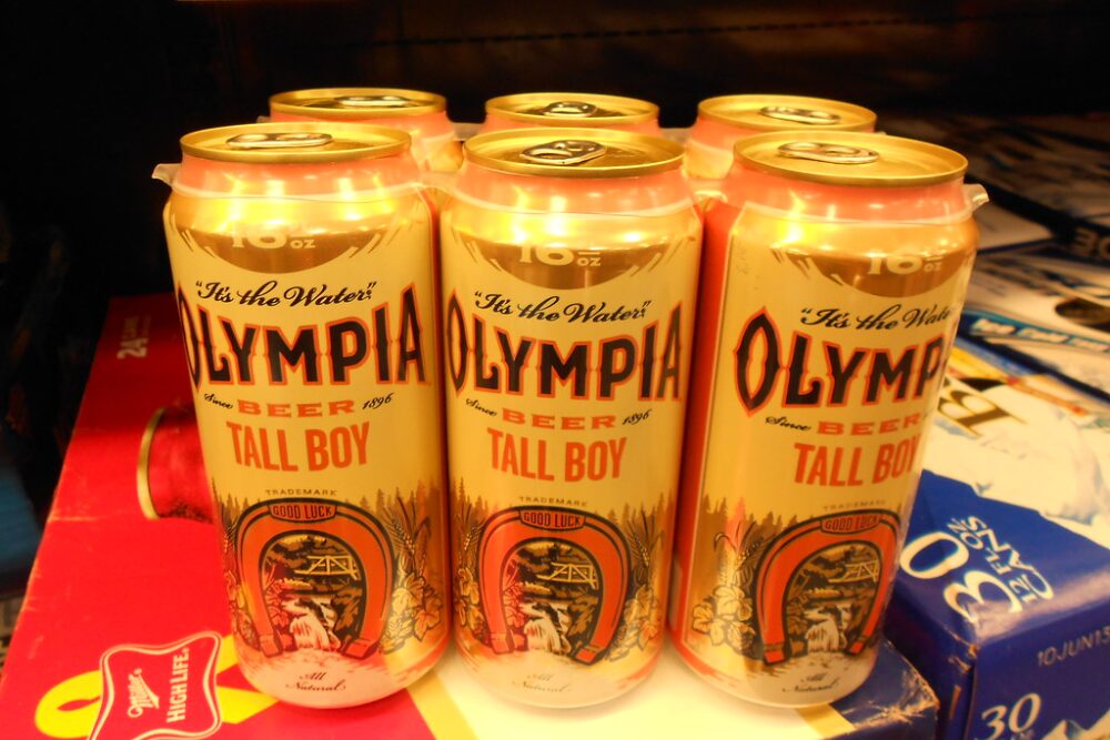 olympia beer orange label can tall boy sixer 6 six pack pint | by 695129