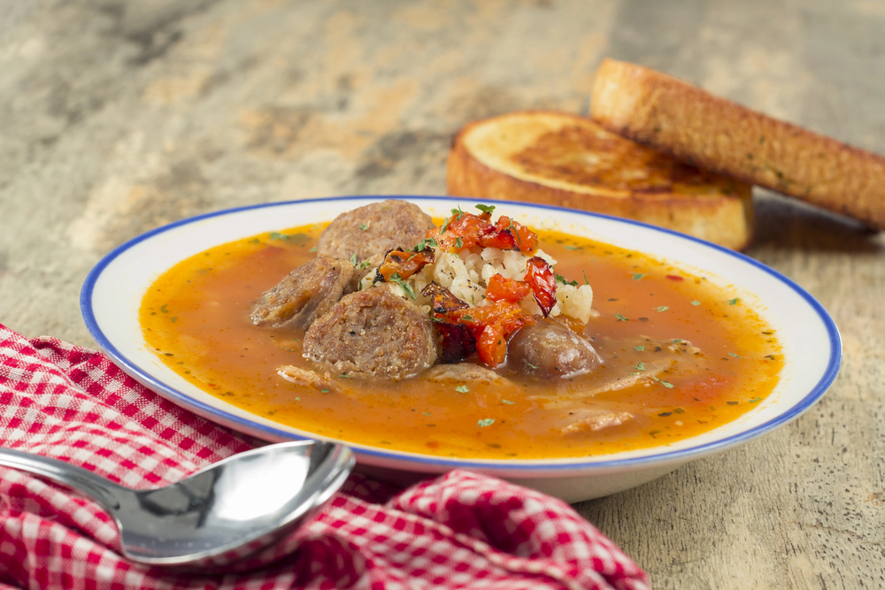 Sausage Rice Tomato Soup — Stock Photo, Image