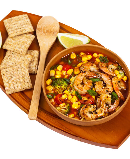 Healthy Low Calorie Shrimp Soup — Stock Photo, Image