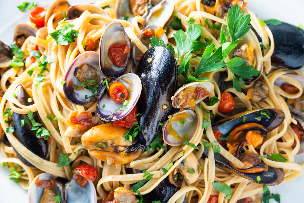 Dish Linguine Allo Scoglio Typical Italian Pasta Mixed Seafood — Stock Photo, Image