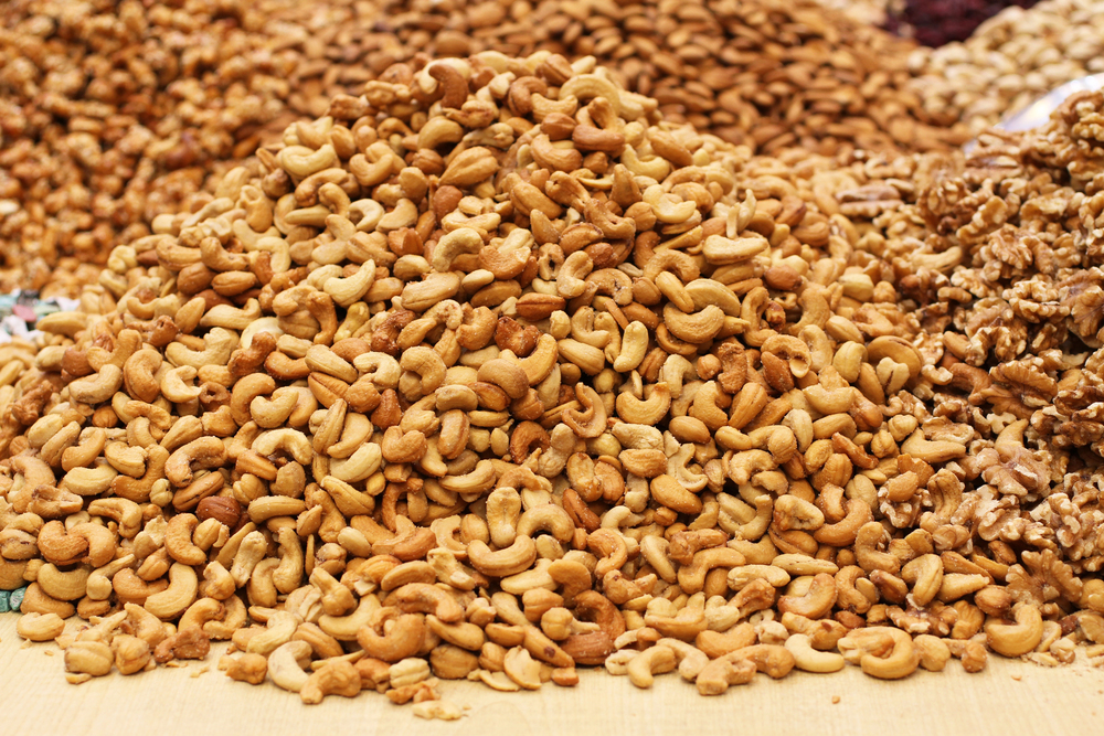 Roasted salted cashews, raw walnuts and almonds,