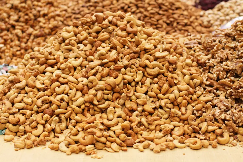 Roasted salted cashews, raw walnuts and almonds,