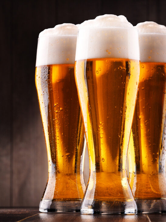 Composition Three Glasses Lager Beer — Stock Photo, Image