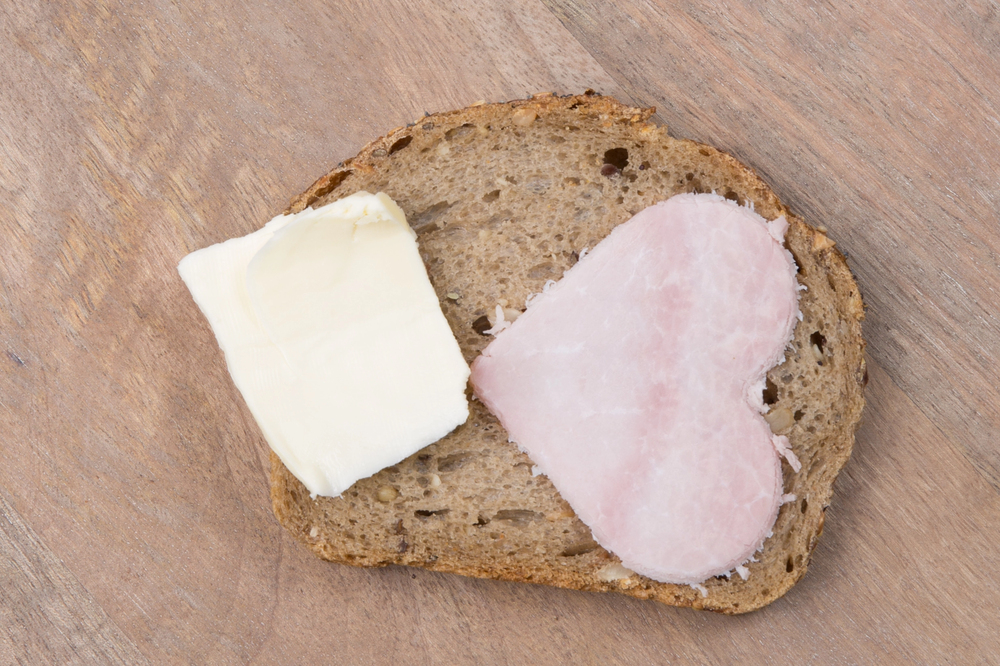 Heart in ham symbol of love — Photo