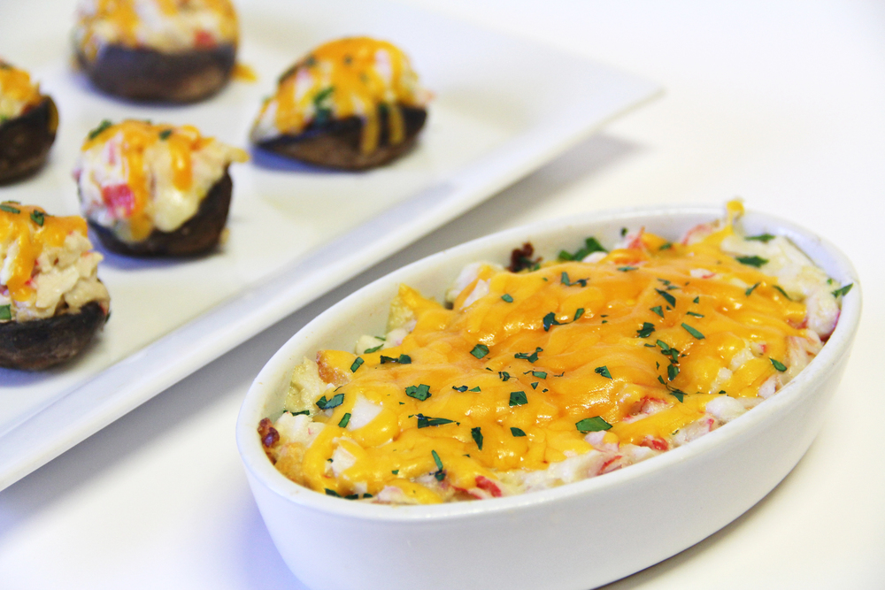 Crab stuffed mushrooms — Stock Photo, Image