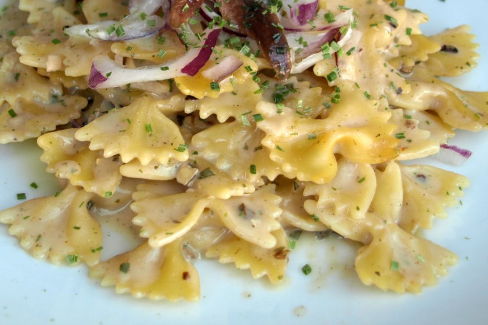 Farfalle Pasta, Anchovy, Garlic & Mushroom Cream Sauce | Flickr