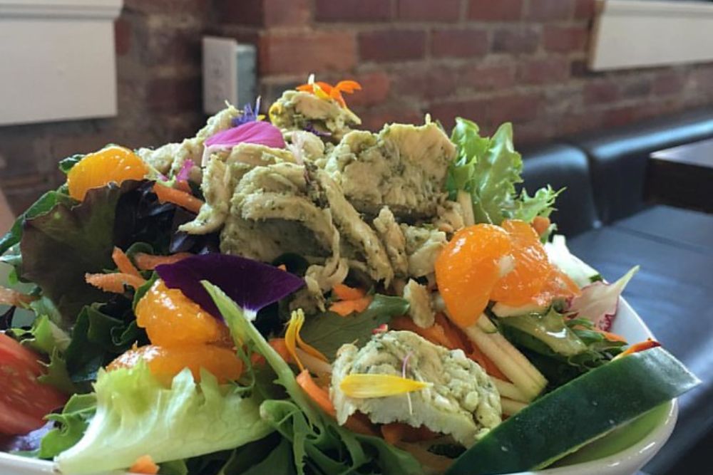 Gerry ate too. Pesto chicken salad. | LexnGer | Flickr