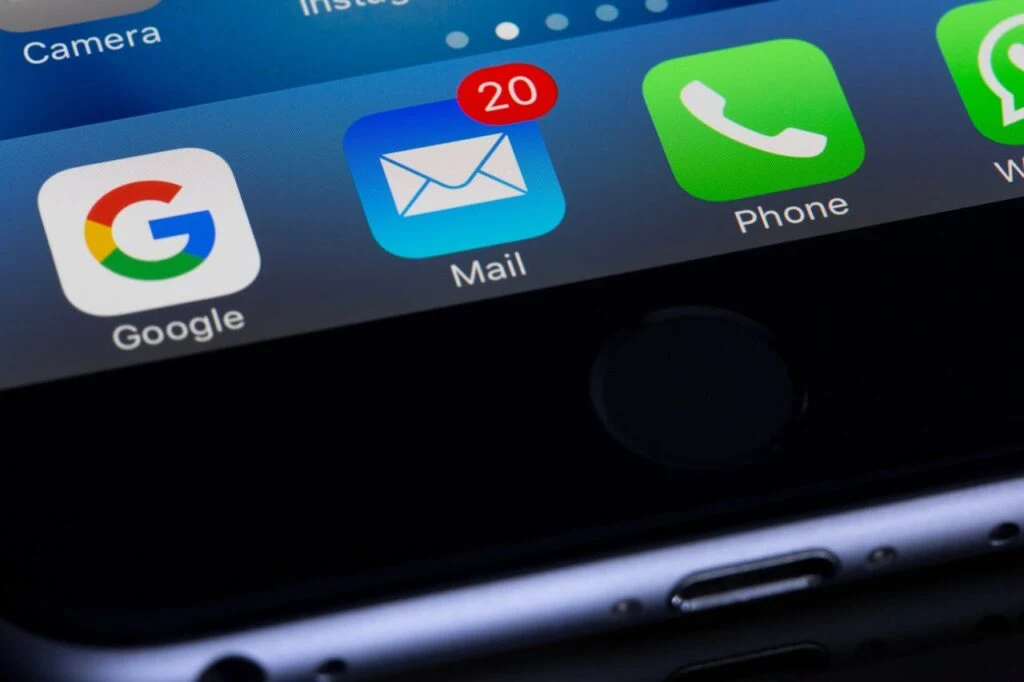 Email icons on a screen representing advanced email hosting features