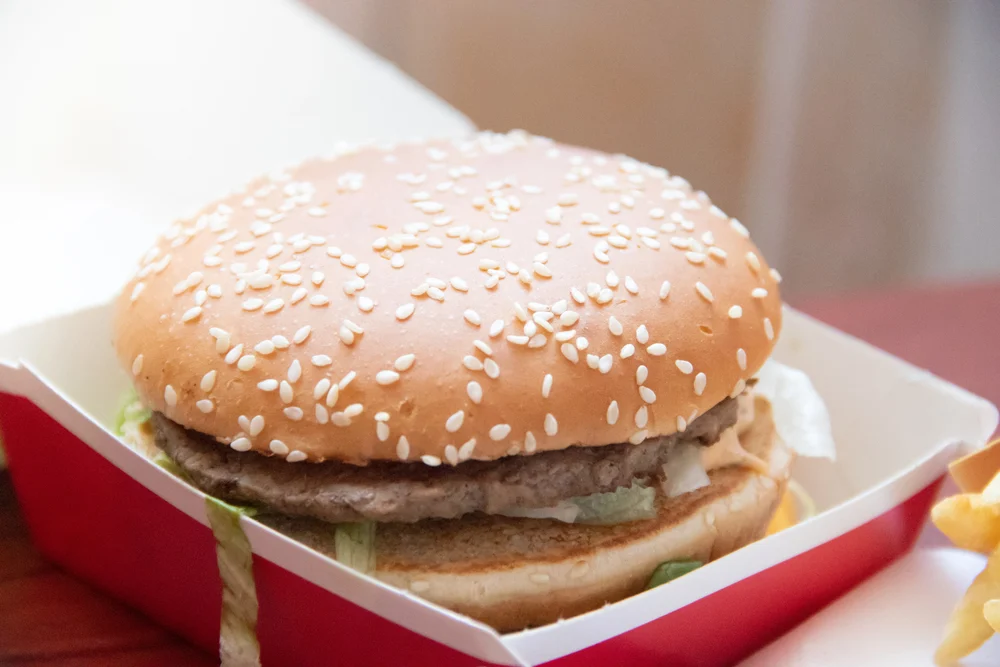 Big Mac French Fries Mcdonalds Russia Unhealthy Food Cholesterol Obesity — Stock Photo, Image