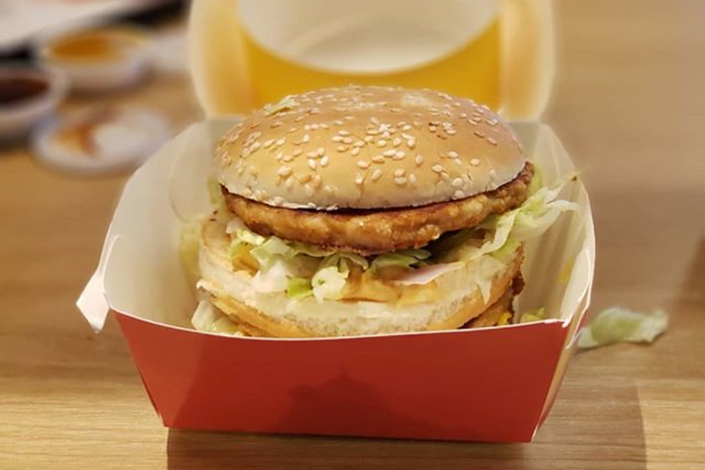 The Chicken Maharaja Mac was legit. An actual spicy thing at McDonald's #ChickenMaharajaMac #McDonaldsIndia #India | by pop.films