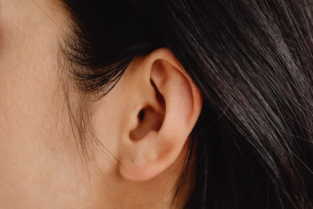 Close up image of a woman's ear