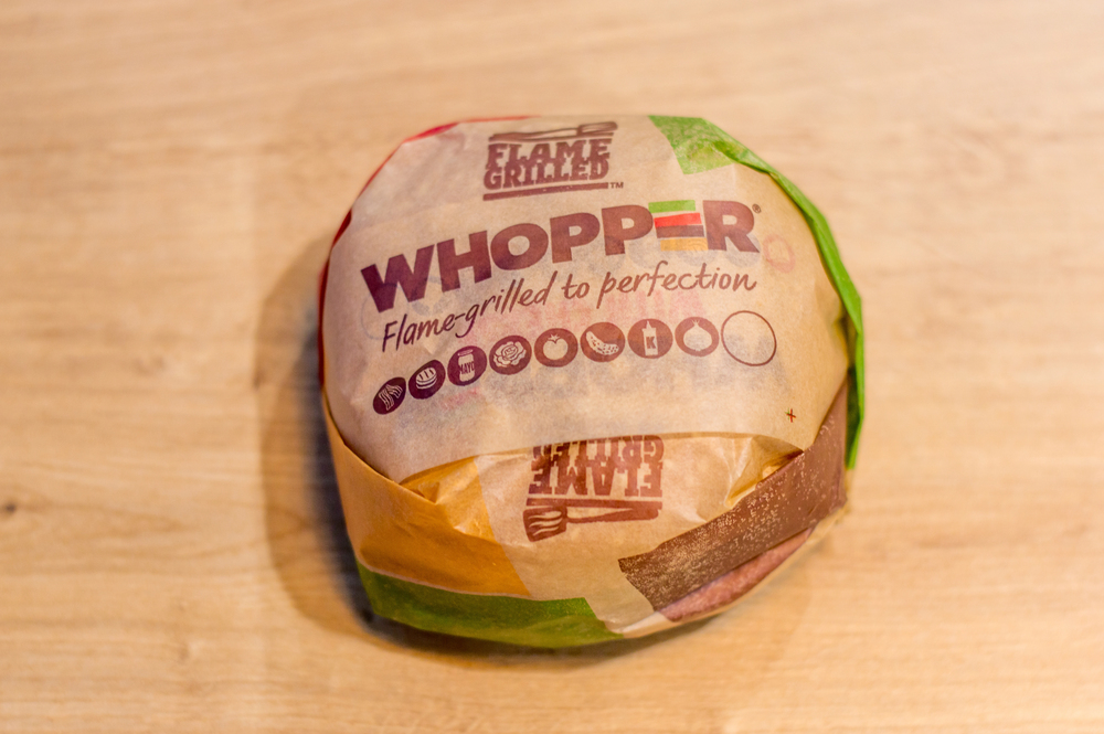 Gdansk Poland January 2018 Whopper Sandwich Paper Burger King — Stock Photo, Image