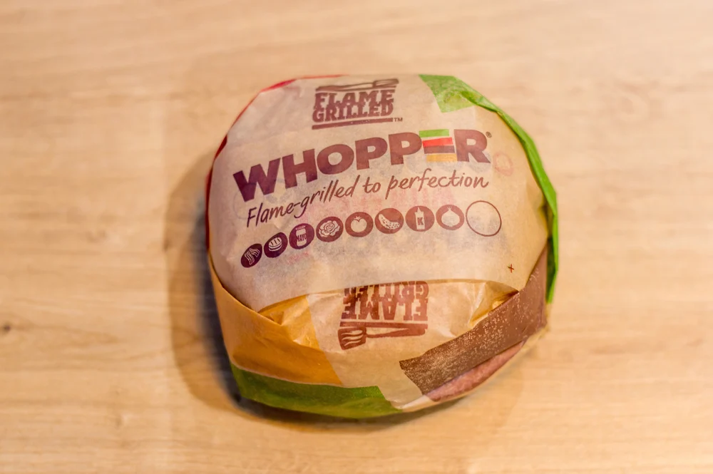 Gdansk Poland January 2018 Whopper Sandwich Paper Burger King — Stock Photo, Image